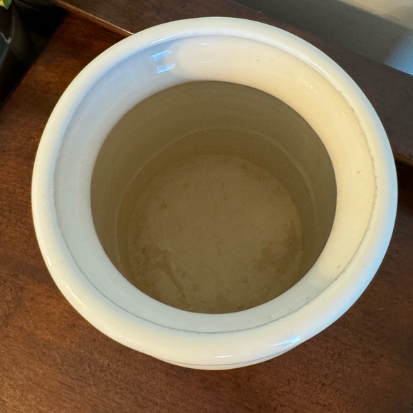 Vintage Harris Pottery Large White Glaze Pansey Crock Vase Chicago Made USA 7.5” - Picture 4 of 6